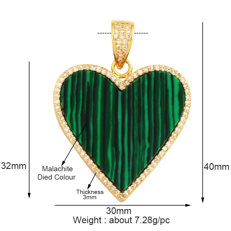 Fashion Elegant Love Heart Round Shape Natural Mother of Pearl Shell Agate Malachite Pendant Charm,DIY Necklace Accessories M30