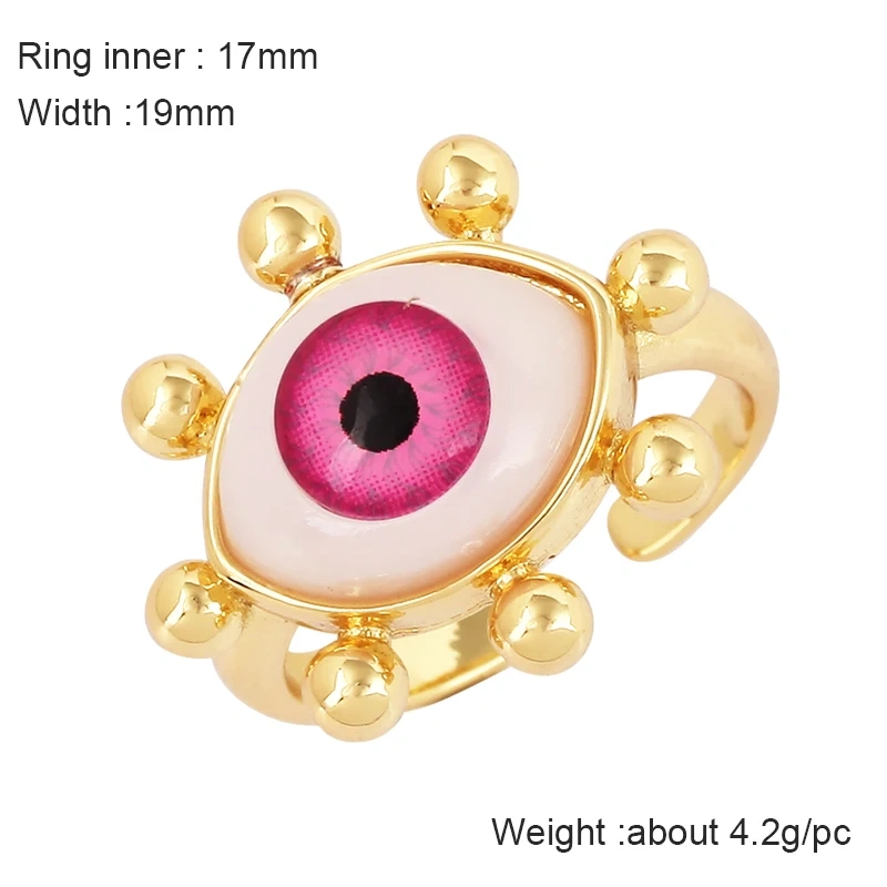 Trendy Colourful Enamel Coated Zircon Finger Ring,Eye Hand Heart Star Pattern Gold Plated Rings Jewelry Findings Supplies P32