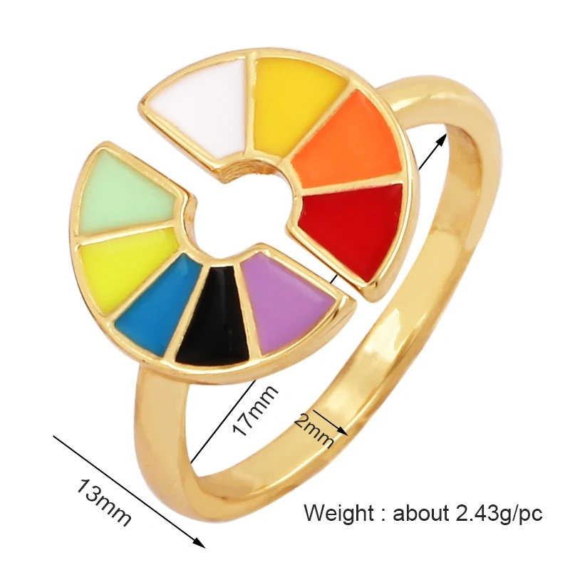 Trendy Mashup Style Punk Eye Colorful Finger Ring,18K Gold Plated Zircon Open Adjustable Rings Charm Jewelry Findings Supply P30
