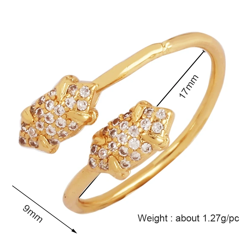 Trendy Mashup Style Punk Eye Colorful Finger Ring,18K Gold Plated Zircon Open Adjustable Rings Charm Jewelry Findings Supply P30