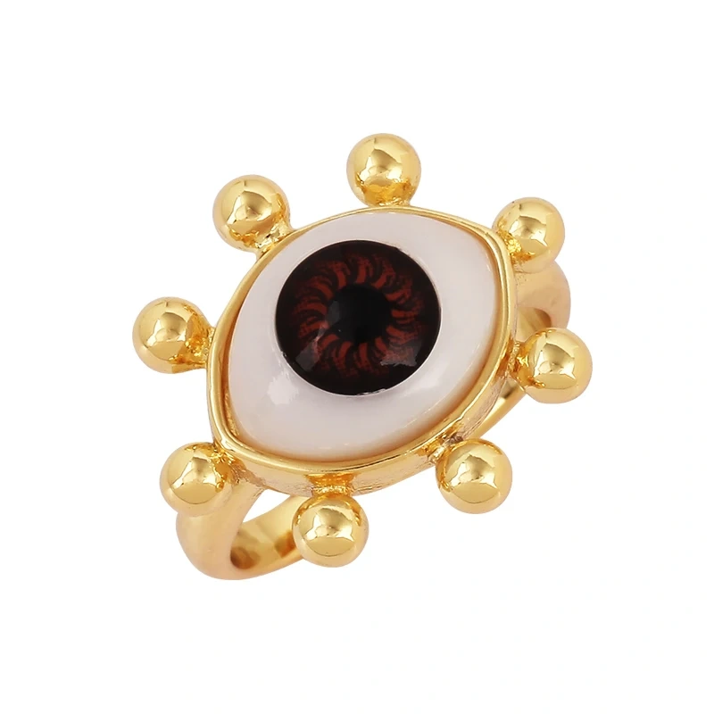 Trendy Colourful Enamel Coated Zircon Finger Ring,Eye Hand Heart Star Pattern Gold Plated Rings Jewelry Findings Supplies P32