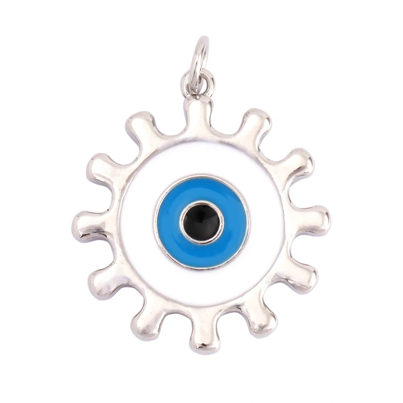 Evil Eye Charm Pendant,18K Real Gold Plated Cubic Zirconia CZ Paved Religours,Jewelry Necklace Bracelet Accessories Supplies K09