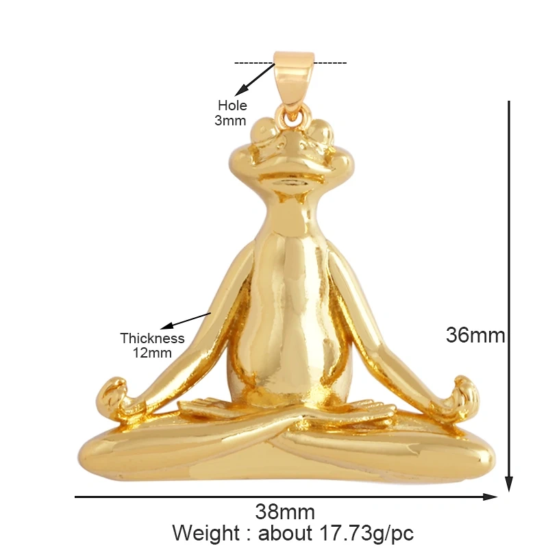 New Unique Clown Frog Yoga Movement Asana Animal Charm Pendant,Cute 18K Gold Zircon Necklace Bracelet for Jewelry Supplies L49