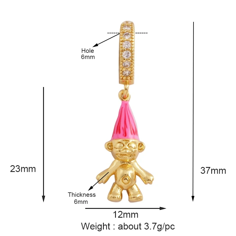 New Unique Clown Frog Yoga Movement Asana Animal Charm Pendant,Cute 18K Gold Zircon Necklace Bracelet for Jewelry Supplies L49