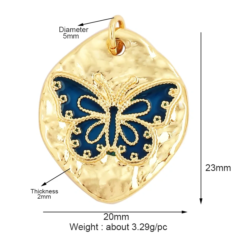 Fashion Sweet Colorful Butterfly Charm Pendant,Dainty 18K Gold Plated Brass,Girl Gift Party Necklace Jewelry Findings Supply L35