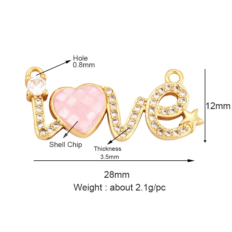 Cute Sweet Romance Love Star Gold Plated Inlaid Shell Chips Charm Pendant,Jewelry Necklace Accessories Hand Making Supply L49