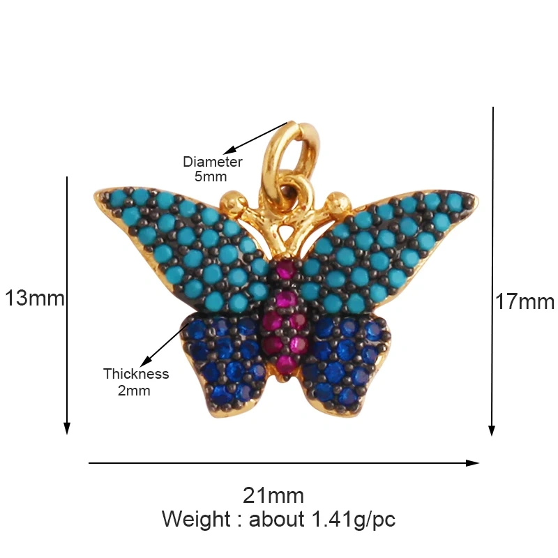 Dainty Butterfly Dragonfly Insect Charm Pendant,Cute Fashion 18K Gold Inlaid Zircon Animal Craft Jewelry Necklace Supplies L35