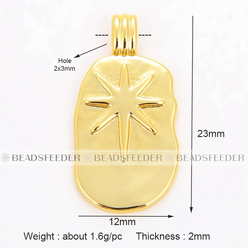 Beadsfeeder Coin Round Moon Sun Star Mini Charm Pendant, Real Gold Colour Plated , Jewelry Supplies L13