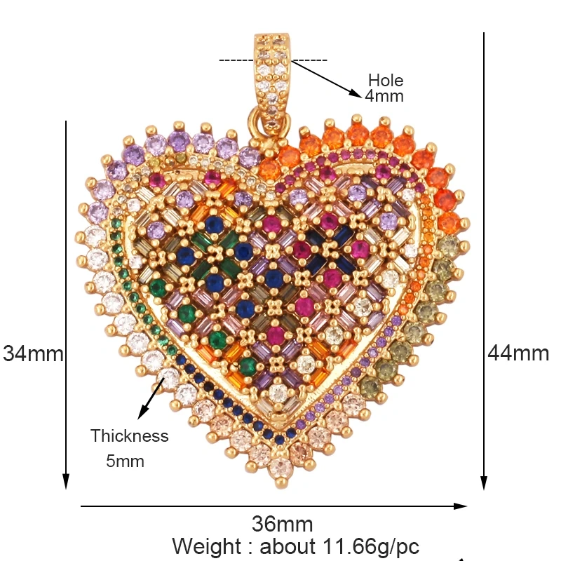 Classics Love Heart Zircon Focal Charm Pendant,Creative Angel Wings 18K Real Gold Plated Jewelry Findings Accessories Supply L27