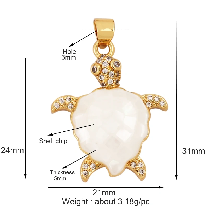 Fashion Heart Butterfly 18K Gold Plated Inlaid Shell Chips Charm Pendant,Jewelry Necklace Accessories Hand Making Supplies L49