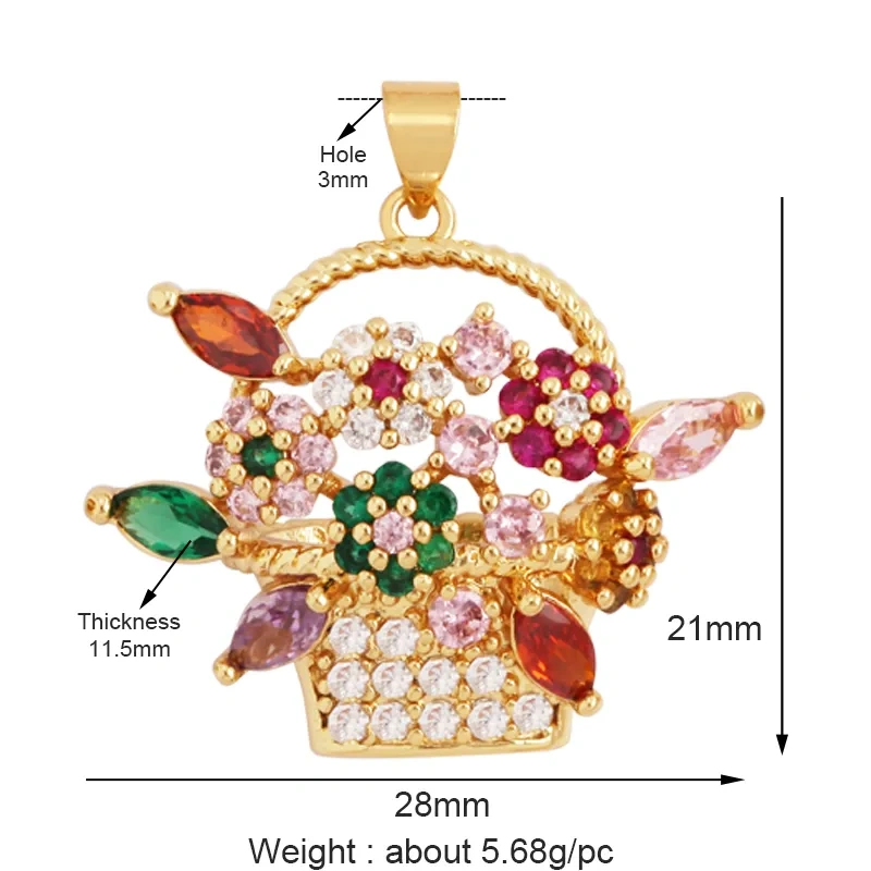 Unique Rose Flower Maple Leaf Big Tree Plant Charm Pendant,18k Gold Zircon Jewelry Findings Necklace Accessories Supplies M67