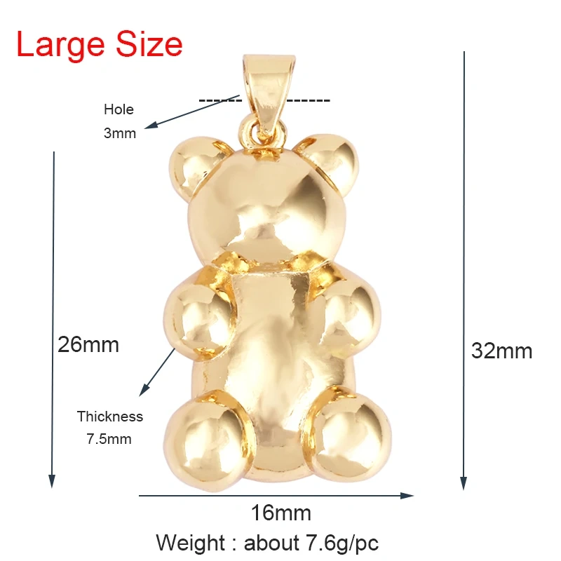 Cute Bear Charm Pendant in Gold Colour , Pearl Cubic Zironia CZ Paved , Jewelry Necklace Bracelet Making Wholesale Supplies M85 K12