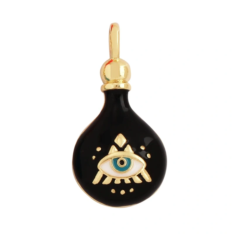 Love Heart Round Bell Lucky Evil Eye Geometry Style Charm Pendant,Trendy Colourful Enamel Zircon Necklace Accessice Supplies M65