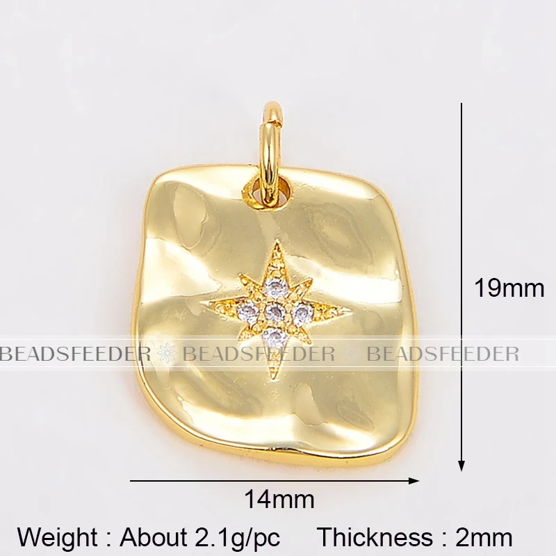 Hand Made Hammer Style North Star Triangular Heart Charm Pendant, Real Gold Colour Plated ,Jewelry Supplies,Craft Supplies L13