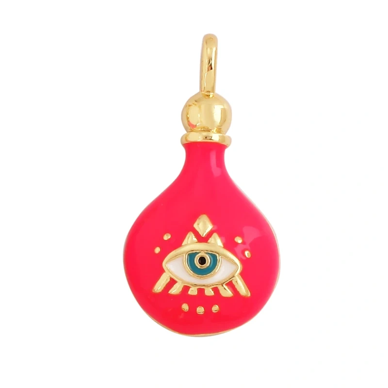 Love Heart Round Bell Lucky Evil Eye Geometry Style Charm Pendant,Trendy Colourful Enamel Zircon Necklace Accessice Supplies M65