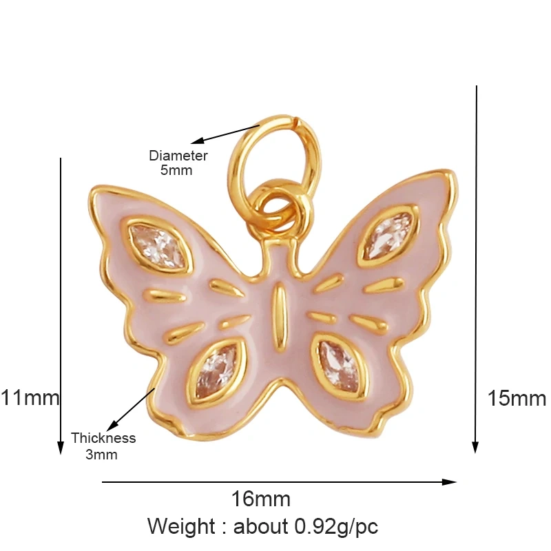 Dainty Butterfly Dragonfly Insect Charm Pendant,Cute Fashion 18K Gold Inlaid Zircon Animal Craft Jewelry Necklace Supplies L35