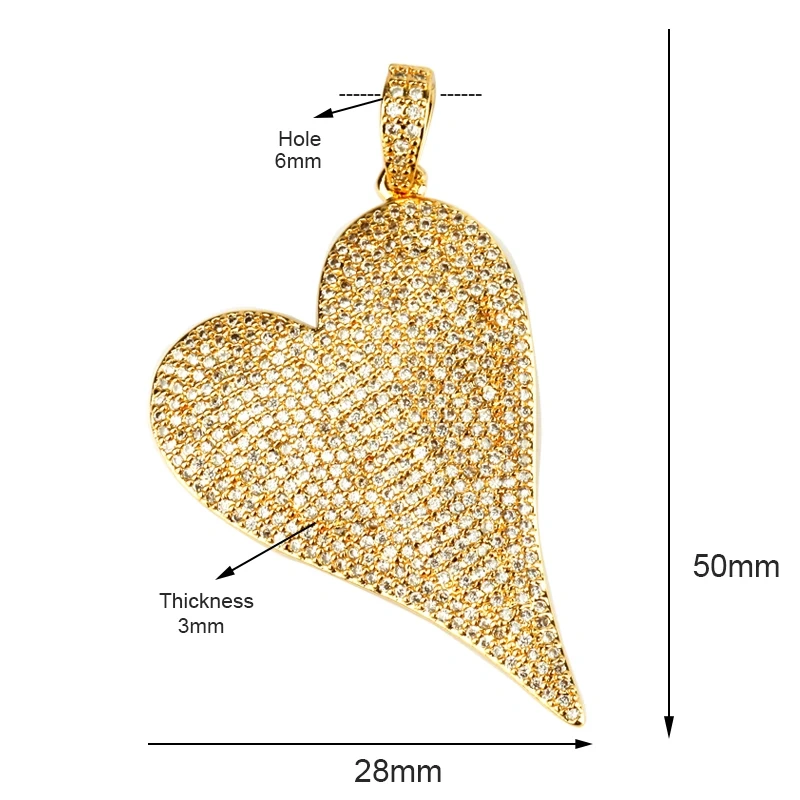 Classics Love Heart Zircon Focal Charm Pendant,Creative Angel Wings 18K Real Gold Plated Jewelry Findings Accessories Supply L27