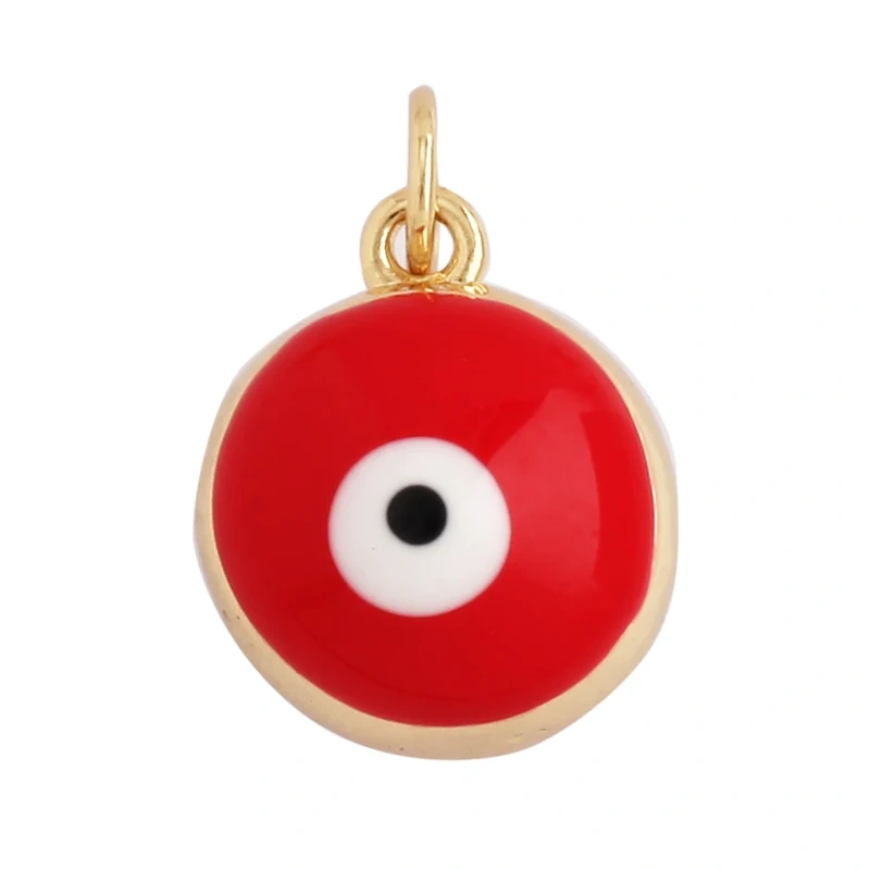 Love Heart Round Bell Lucky Evil Eye Geometry Style Charm Pendant,Trendy Colourful Enamel Zircon Necklace Accessice Supplies M65