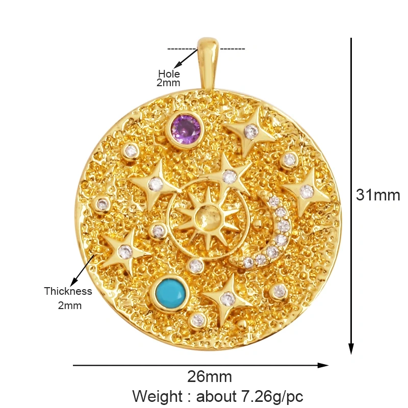 Shining Star Moon Colourful Mushroom Shape Geometry Charm Pendant,18K Gold Plated Zircon Necklace Bracelet Handmade Jewelry L16