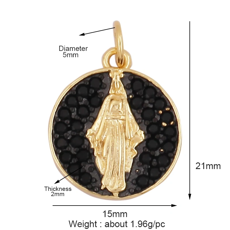 Holy Jesus Virgin Mary Charm Geometry Pendant,Religious 18K Gold Inlaid Cubic Zirconia Jewelry Necklace Accessories Supplies M51