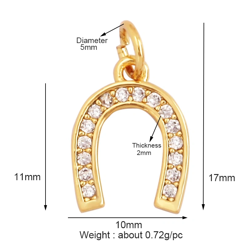 Fashion Ox Horn Half Month Wishing Bone Wings Zircon Charm Pendant,18K Gold Plated Necklace Jewelry Findings  Supply L61