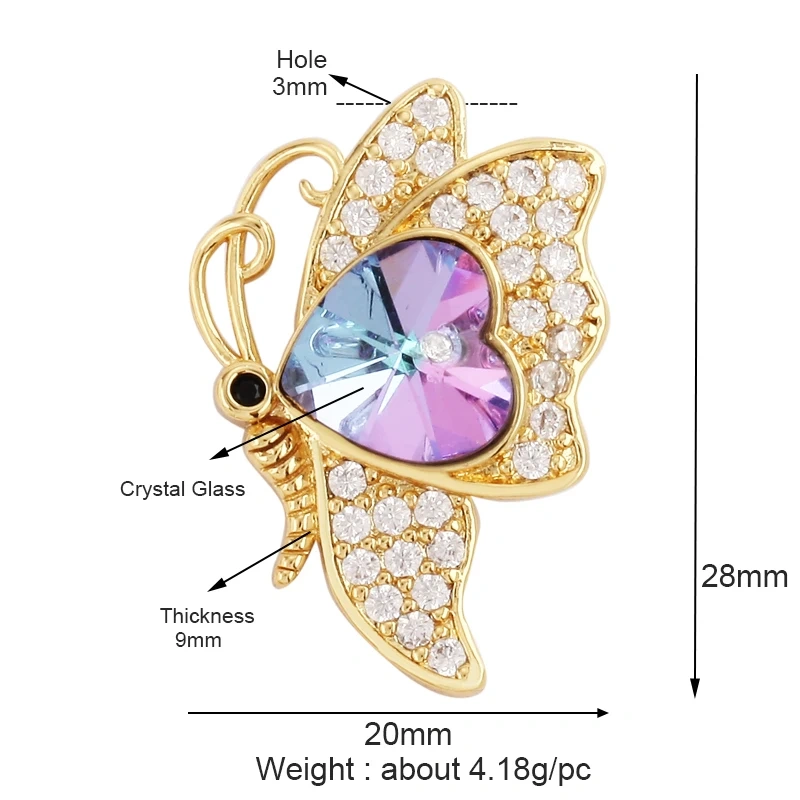 Butterfly Dragonfly Spider Bird Transparent Crystal Glass Charm Pendant,Insect Animal Jewelry Craft Necklace Making Supplies M46