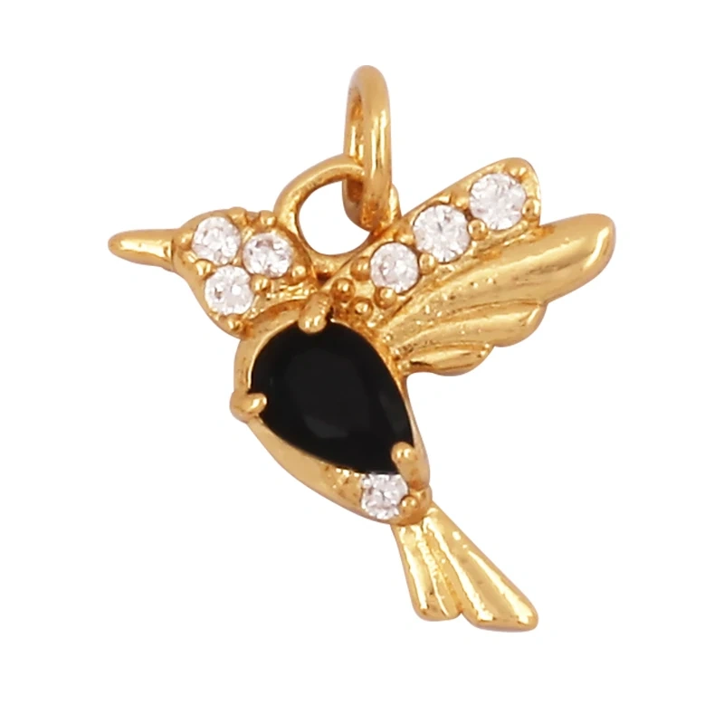 Dainty Butterfly Dragonfly Bird Bee Charm Pendant,Trendy Oil Dropped 18K Gold Inlaid Zircon Animal Jewelry Necklace Supplies L35