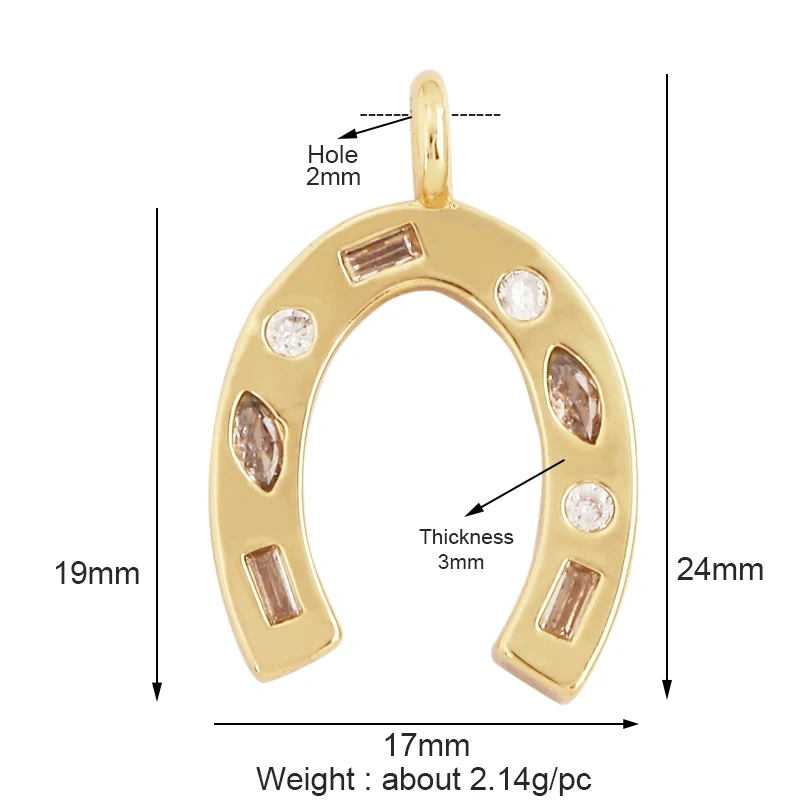 Fashion Ox Horn Half Month Wishing Bone Wings Zircon Charm Pendant,18K Gold Plated Necklace Jewelry Findings  Supply L61