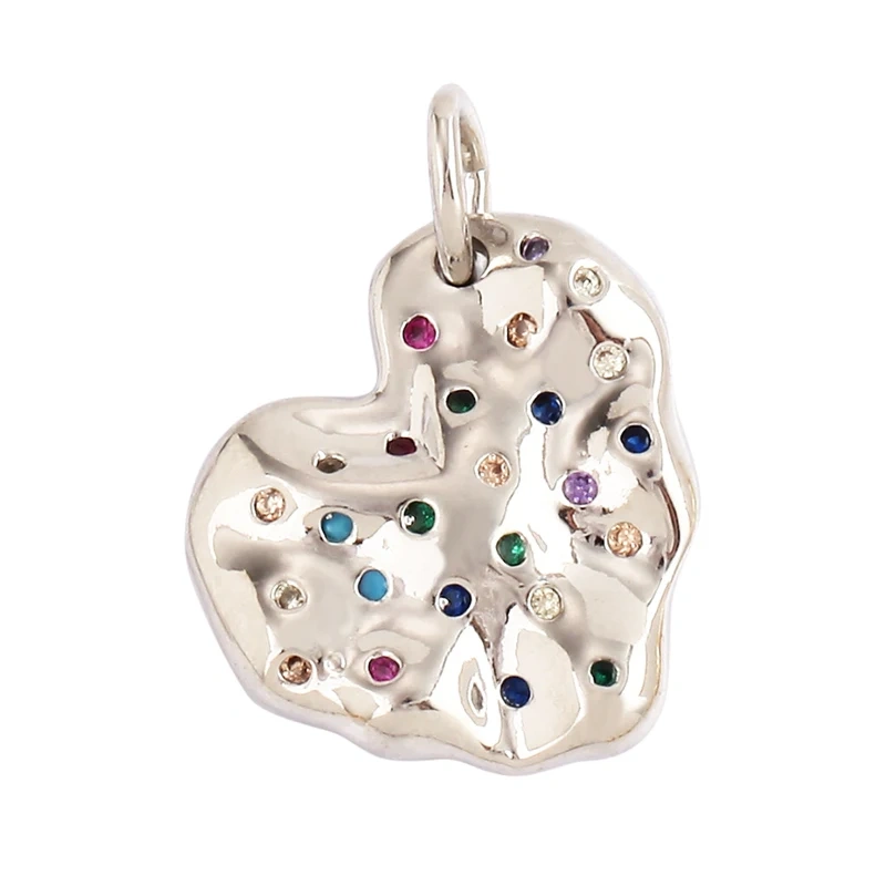 Rustic Geometric Round Oval Star Heart Clover Charm Micro Pave Multi Color Rainbow Cubic Zirconia CZ Stone Jewelry Finding L13