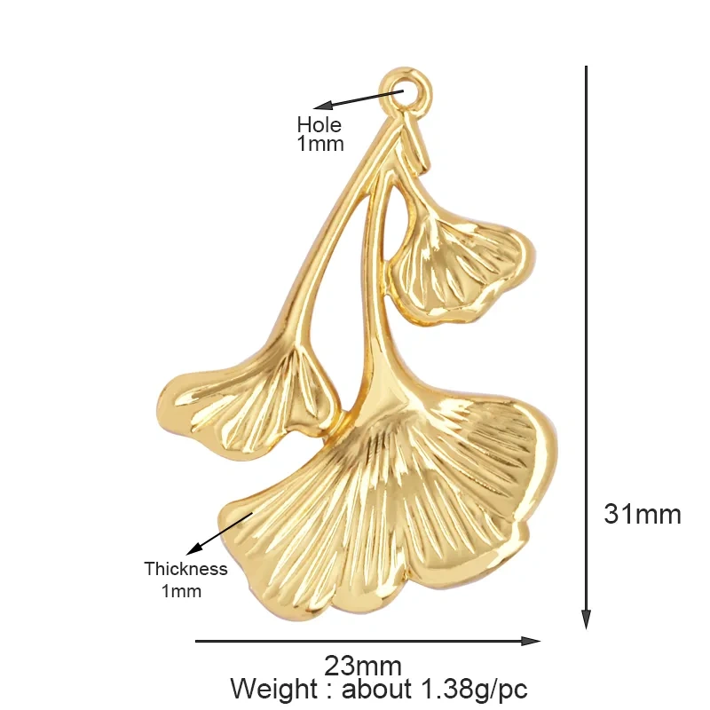 Unique Rose Flower Maple Leaf Big Tree Plant Charm Pendant,18k Gold Zircon Jewelry Findings Necklace Accessories Supplies M67