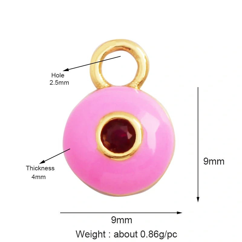 Love Heart Round Bell Lucky Evil Eye Geometry Style Charm Pendant,Trendy Colourful Enamel Zircon Necklace Accessice Supplies M65