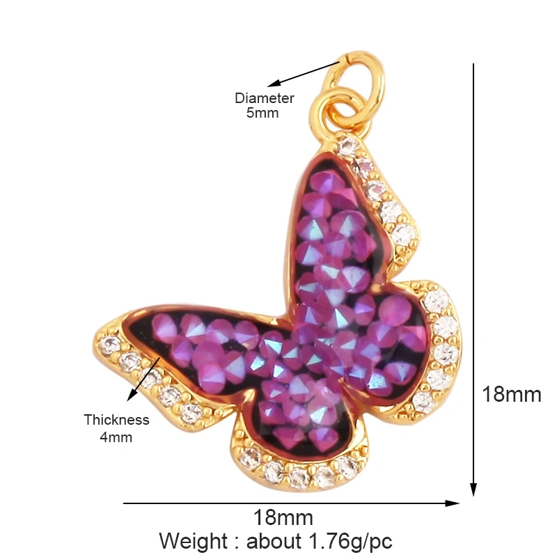 Mother of Pearl Dainty Butterfly Charm Pendant,Fashion Romantic Sweet Colorful Transparent Pendant , Girl Gift Party Jewelry L49