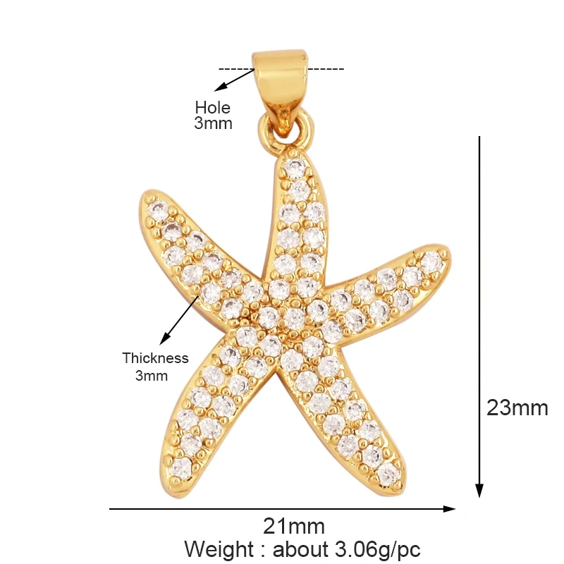 Marine Sea Nautilus Turtle Starfish Octopus Conch Crab Shell Snake Charm Pendant,Gold Plated Zircon Jewelry Findings Supply M67