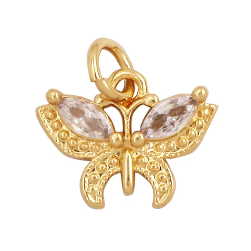 Dainty Butterfly Dragonfly Insect Charm Pendant,Cute Fashion 18K Gold Inlaid Zircon Animal Craft Jewelry Necklace Supplies L35