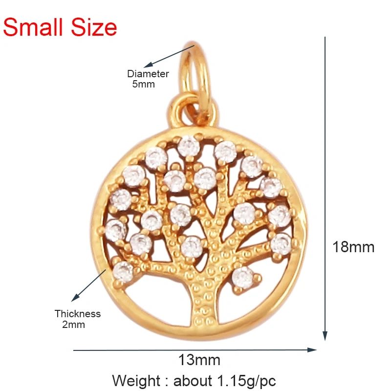 Sweet Rainbow Sun Rose Flower Maple Leaf Coconut Life Tree Charm Pendant,18k Gold Zircon Jewelry Findings Necklace Supplies M68