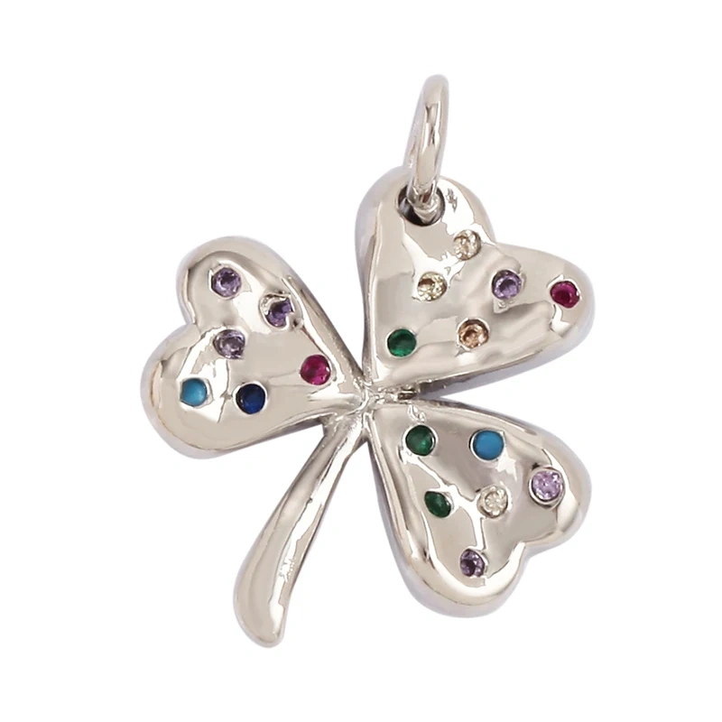 Rustic Geometric Round Oval Star Heart Clover Charm Micro Pave Multi Color Rainbow Cubic Zirconia CZ Stone Jewelry Finding L13