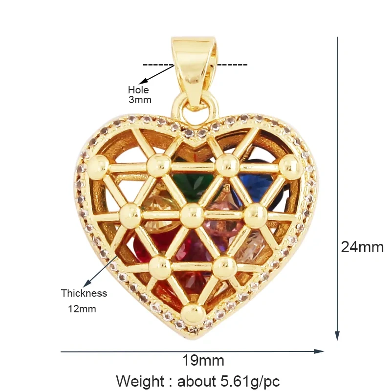 New Sun Flowers Creative Spades Cubic Zirconia Charm Pendant,Fashion 18K Gold Plated Love Heart Necklace Jewelry Supplies L16