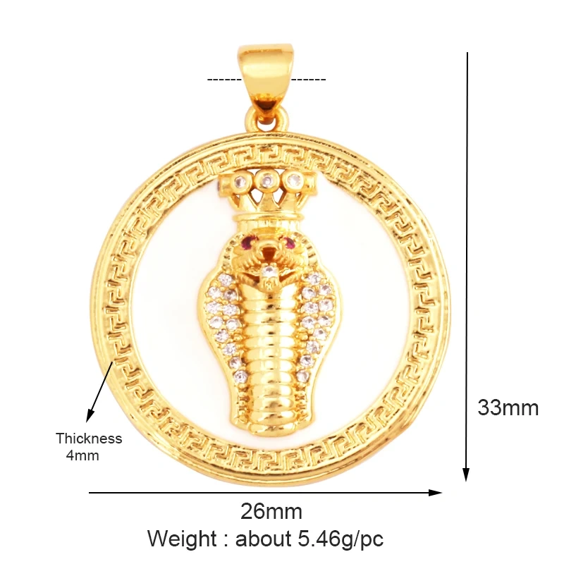 Unique Fine Tortoise Snake Owl Lion Disc Animal Charm Pendant,Cute 18K Gold Necklace Bracelet for Handmade Jewelry Supplies L21