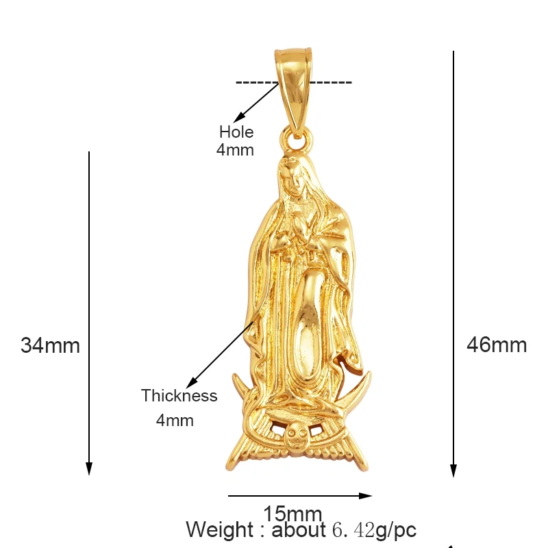 Holy Jesus Virgin Mary Charm Geometry Pendant,Religious 18K Gold Inlaid Cubic Zirconia Jewelry Necklace Accessories Supplies M51