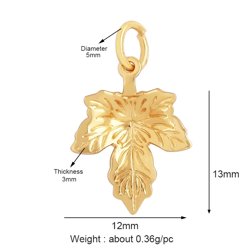 Maple Ginkgo Leaf Angel Butterfly Snowflake Moon Star Zircon Charm Pendant,Necklace Bracelet Earring Handy Craft Jewelry M68