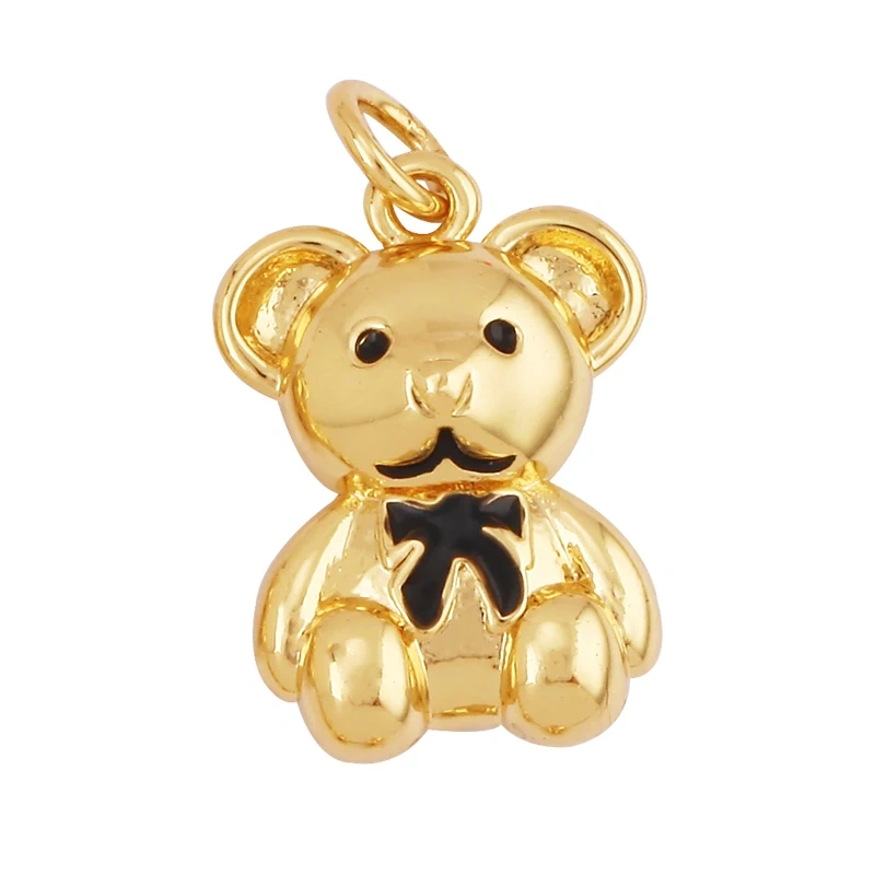 Lastest Cute 18K Brass Gold Plated Charm Pendant,Trendy Colourful Bear Jewelry Necklace Bracelet Making Wholesale Supplies M85