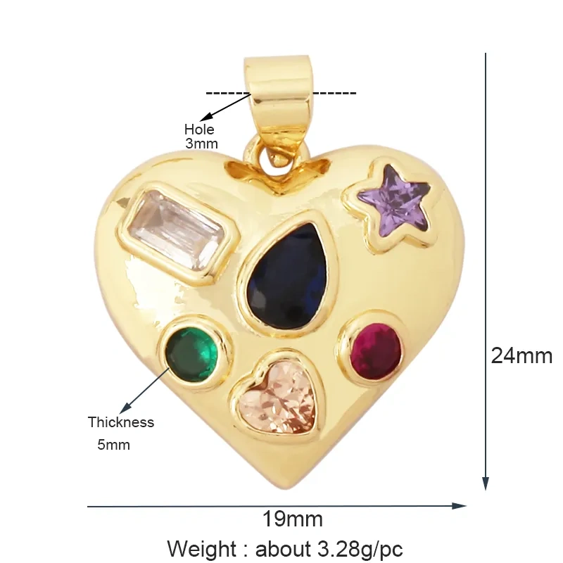 New Sun Flowers Creative Spades Cubic Zirconia Charm Pendant,Fashion 18K Gold Plated Love Heart Necklace Jewelry Supplies L16