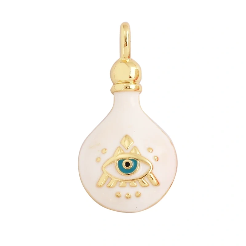 Love Heart Round Bell Lucky Evil Eye Geometry Style Charm Pendant,Trendy Colourful Enamel Zircon Necklace Accessice Supplies M65