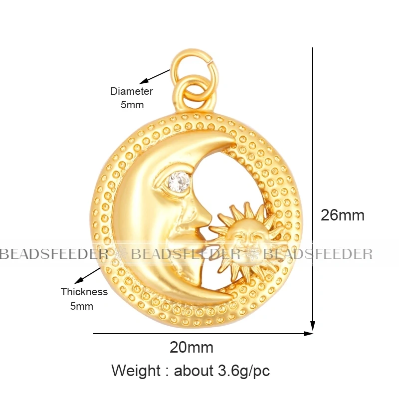 Apollo Sun-god Moon Evil Eye Wing Coin Charm Pendant,Mat 18K Gold Colour Plated ,Craft Jewelry Necklace WholeSale Supplies L13