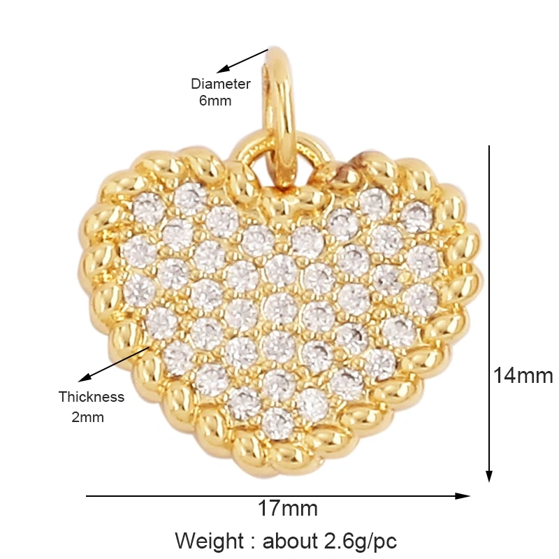 Pearl Enamel OiL Dropped Crown Love Heart Cubic Zirconia CZ Paved Charm Pendant,18K Gold Plated Colour,Craft Jewelry Supply M61