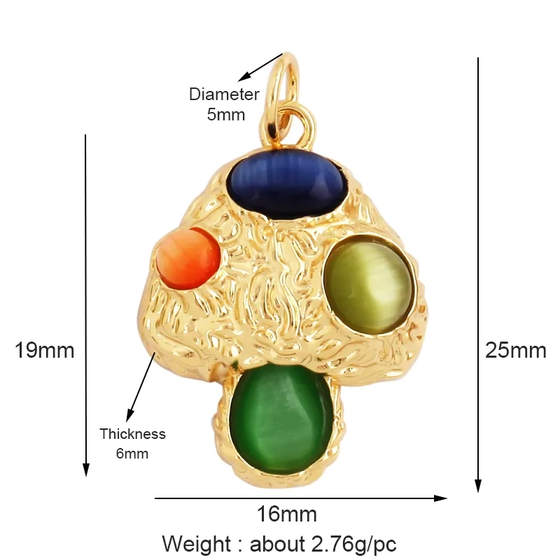 Shining Star Moon Colourful Mushroom Shape Geometry Charm Pendant,18K Gold Plated Zircon Necklace Bracelet Handmade Jewelry L16