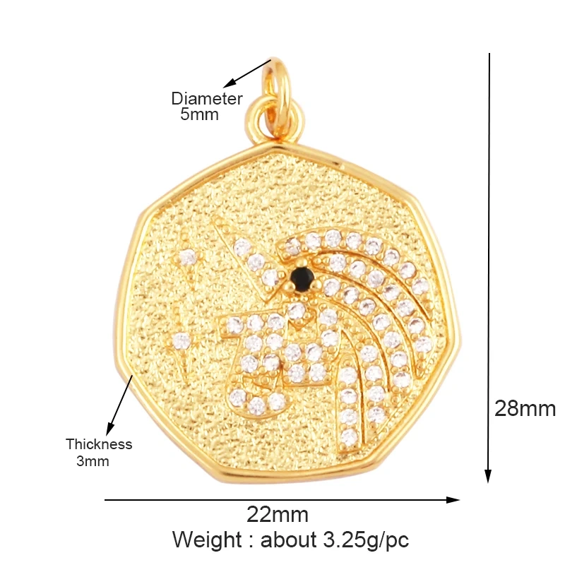Unique Fine Tortoise Snake Owl Lion Disc Animal Charm Pendant,Cute 18K Gold Necklace Bracelet for Handmade Jewelry Supplies L21