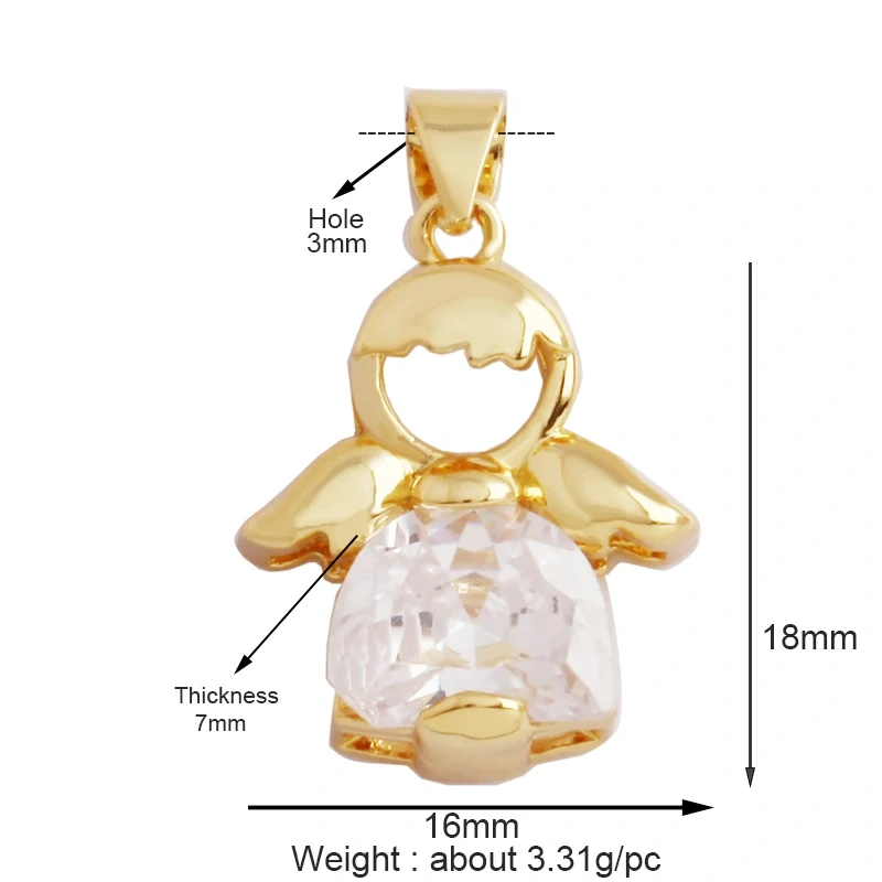 Trendy Love Heart Boy Girl Mama Cubic Zirconia Charm Pendant,18K Gold Necklace Bracelet for DIY Handmade Jewelry Supplies M61