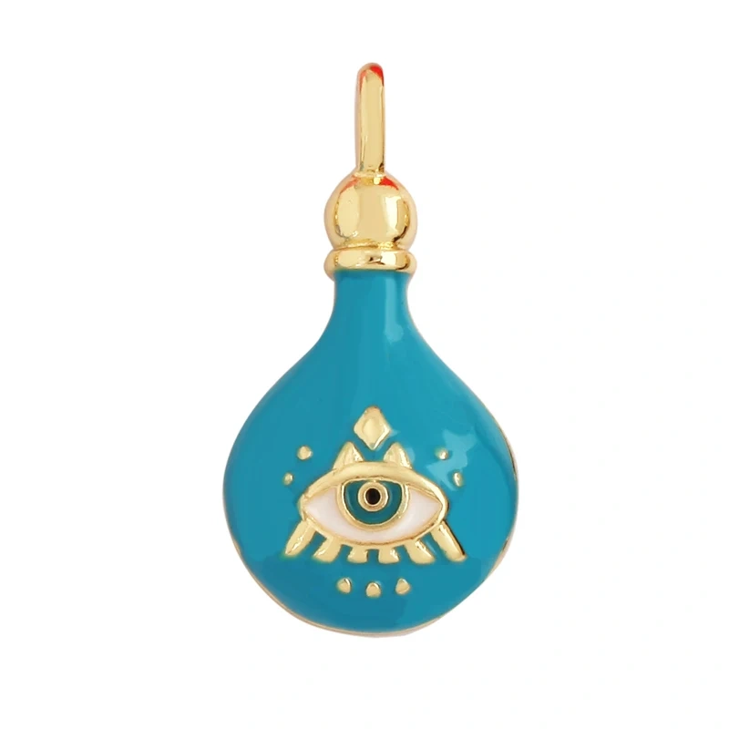 Love Heart Round Bell Lucky Evil Eye Geometry Style Charm Pendant,Trendy Colourful Enamel Zircon Necklace Accessice Supplies M65