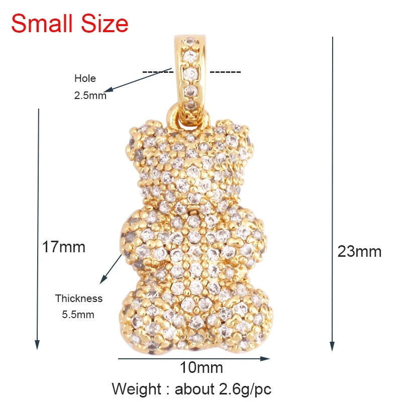 Cute Bear Charm Pendant in Gold Colour , Pearl Cubic Zironia CZ Paved , Jewelry Necklace Bracelet Making Wholesale Supplies M85